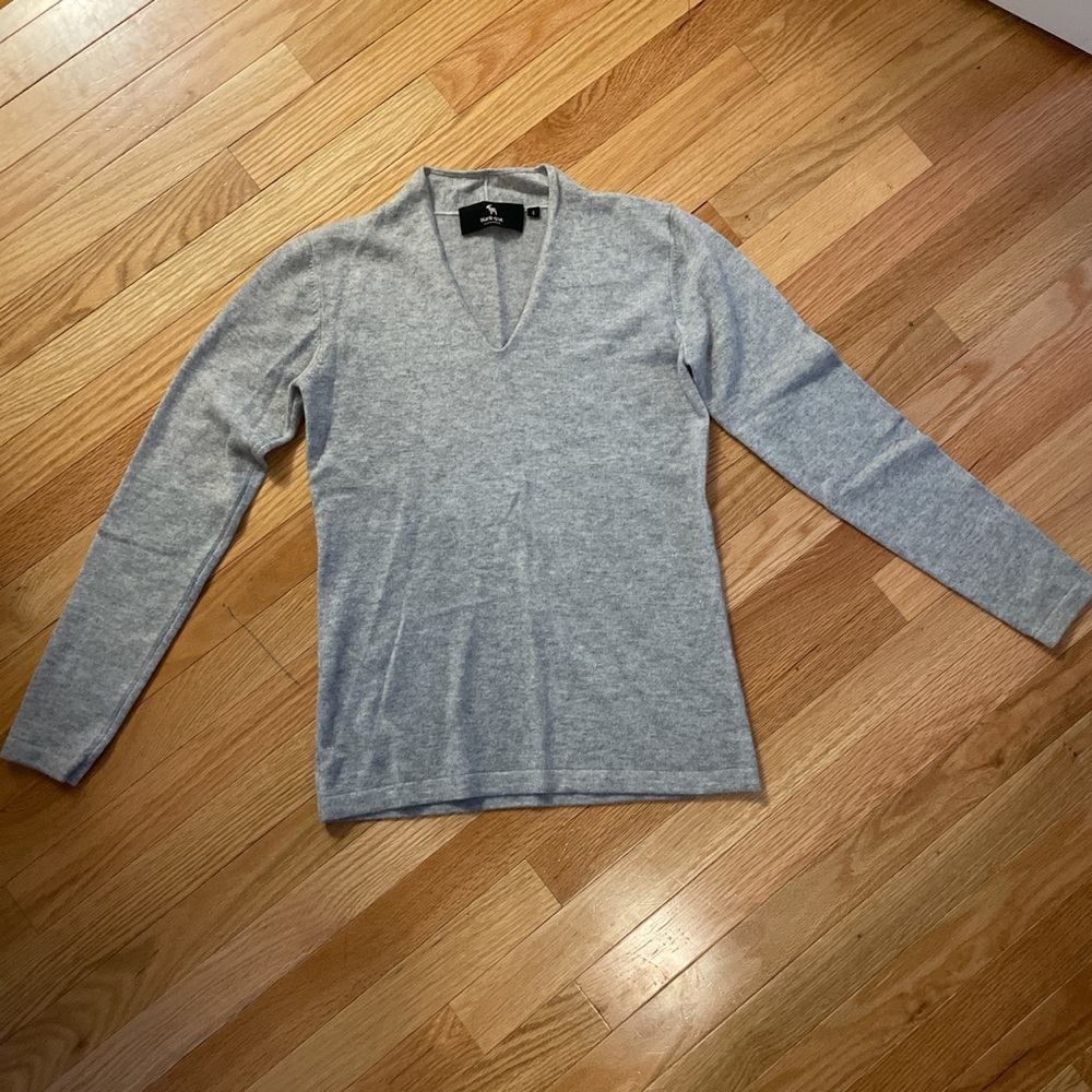 Black Goat Cashmere V-Neck Sweater